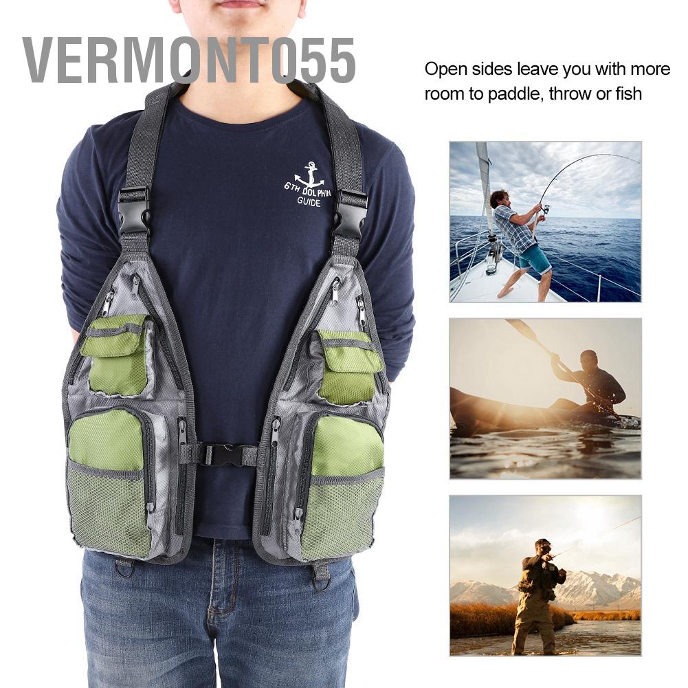 Vermont055 Vest câu cá lưới thoáng khí đơn giản Mùa hè ngoài trời đa chức năng Áo bay nhanh khô