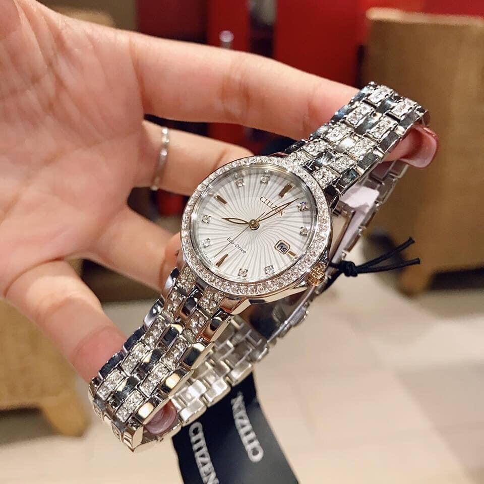 Đồng hồ nữ chính hãng Citizen ECO-DRIVE EW2340-58A - Máy quartz pin - Kính cứng
