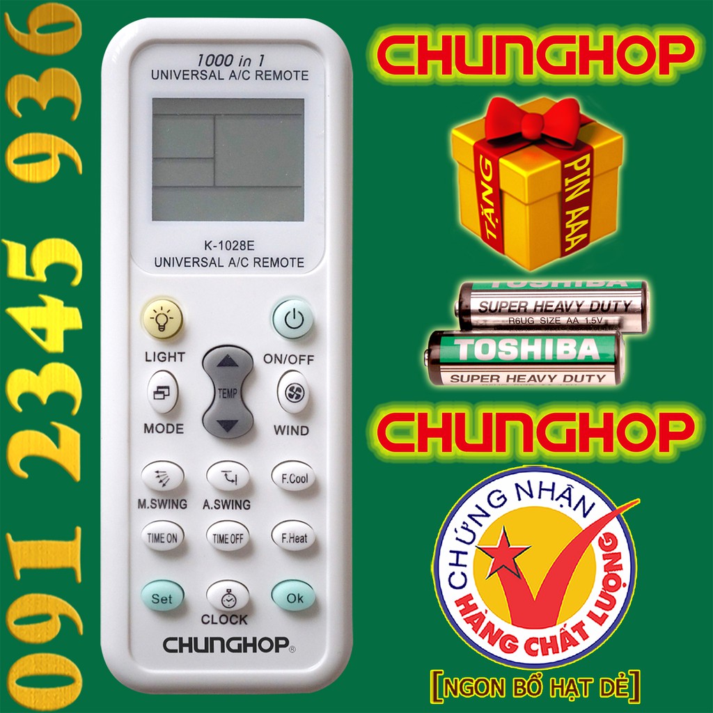 Điều khiển Điều Hòa &quot;ĐA NĂNG&quot; CHUNGHOP K-1028E &quot;HÀNG ĐẸP&quot; cho điều hòa. (Mẫu số 2)