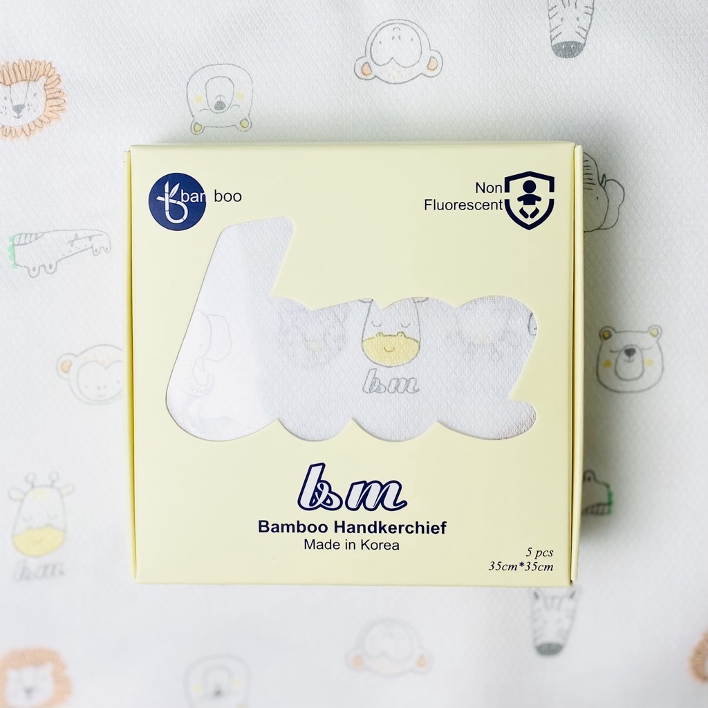 Khăn sữa sợi tre KHÔNG HUỲNH QUANG BnM Made in Korea 35 x 35cm