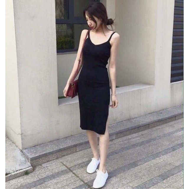 Đầm Ôm Body 2 Dây Xẻ Đùi Tôn Dáng Quyến Rũ Siêu Co Giãn | BigBuy360 - bigbuy360.vn