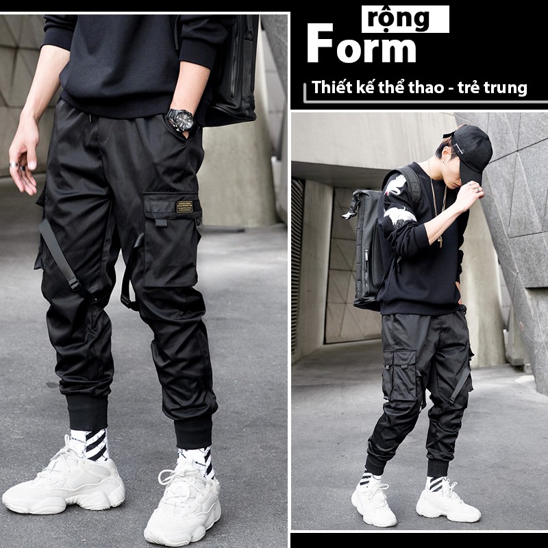 Quần jogger thể thao nam kaki FREESHIP mã TT42 Black túi hộp Cao Cấp kiểu bó ống Hàn Quốc chất vải đẹp ống dài