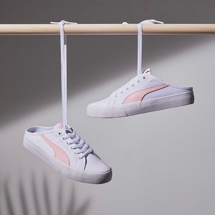 Giày Puma Mule Chính Hãng FREESHIP Puma Bari Mule White Pink - Giày Sneaker Puma Đạp Gót - Simple Sneaker