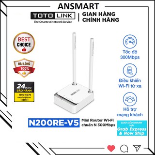 Bộ Phát Wifi,Router WiFi TOTOLINK N200RE - v3 300Mbps (trắng) - Hãng phân phối chính thức