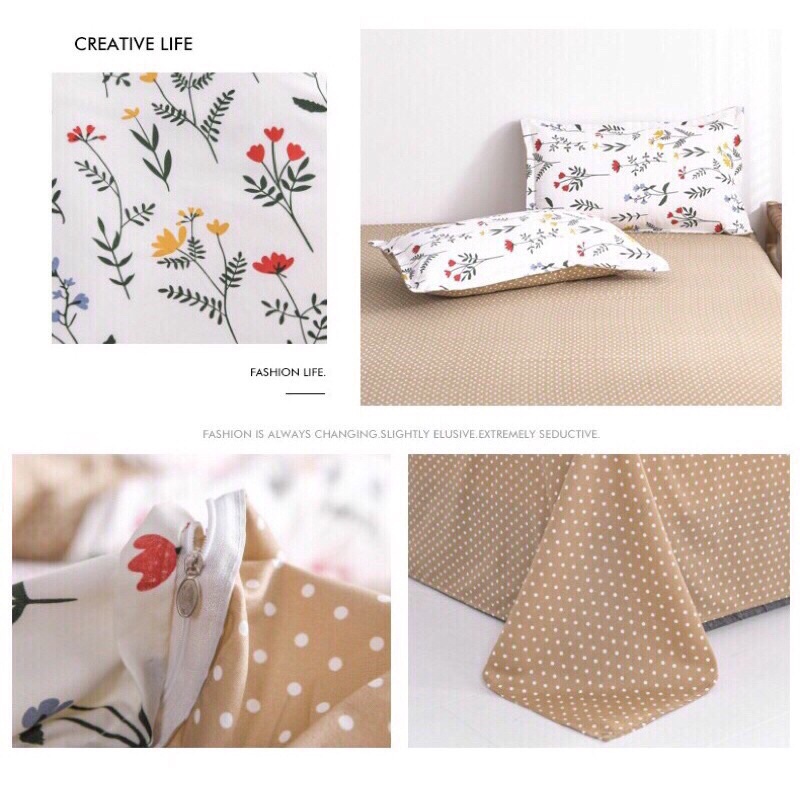 Bộ Chăn Ga Gối ❤️ cotton poly 5 món hè đủ size đệm đáng yêu miễn phí bo chun nhập khẩu hàn quốc Mượt Decor