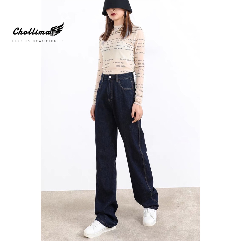 Quần jeans nữ Chollima ống rộng SIMPLE JEAN Unisex vải jean cao cấp chất đẹp QD049 | BigBuy360 - bigbuy360.vn