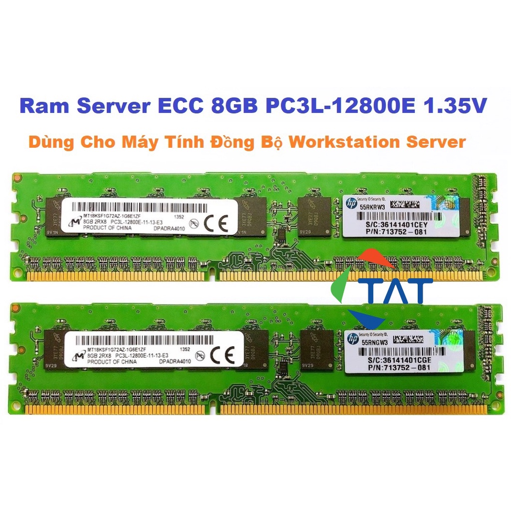 Ram Server micron 8GB 1600MHz PC3L-12800E 1.35V ECC Unbuffered