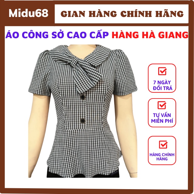 Áo Kiểu Công Sở, Áo Sơ Mi Phối Nơ Kiểu Chân Áo Xòe Phù Hợp Cho Chị Em Đi Làm Shop Midu68