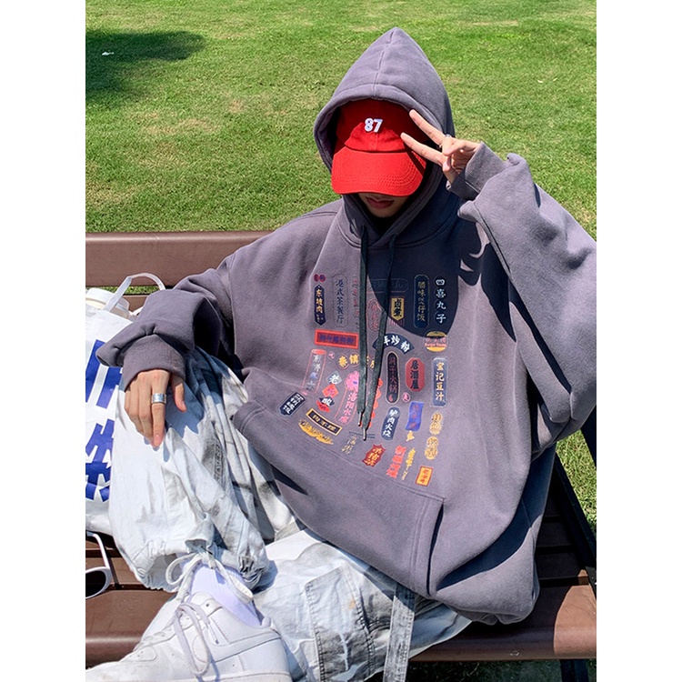 Áo Hoodie Cổ Tròn In Hình Vui Nhộn Phong Cách Harajuku Nhật Bản Cho Nam