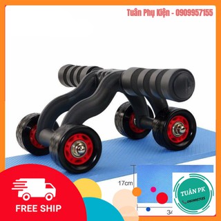 Con lăn tập cơ bụng 4 bánh cao cấp tặng thảm tập