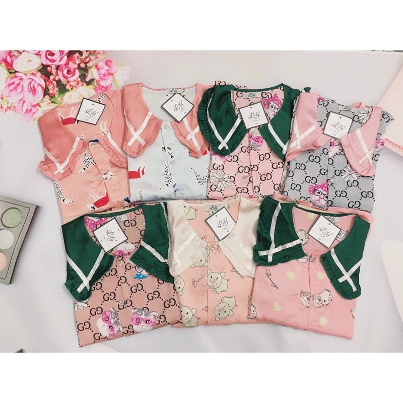 Đồ Ngủ🌸Đồ Bộ Pijama🌸Bộ Lụa Pijama Quần Sooc Họa Tiết Phối Bèo Dễ Thương | BigBuy360 - bigbuy360.vn