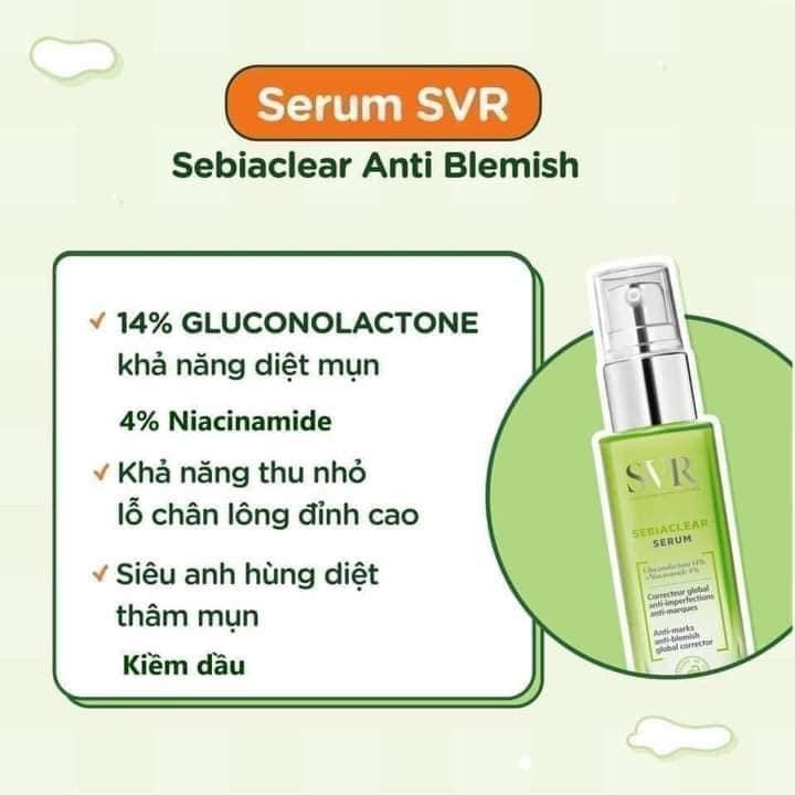 Serum SVR Giảm Mụn, Mờ Nám, Chống Nhăn, Thông Thoáng Lỗ Chân Lông, Mềm Mịn Da 30ml