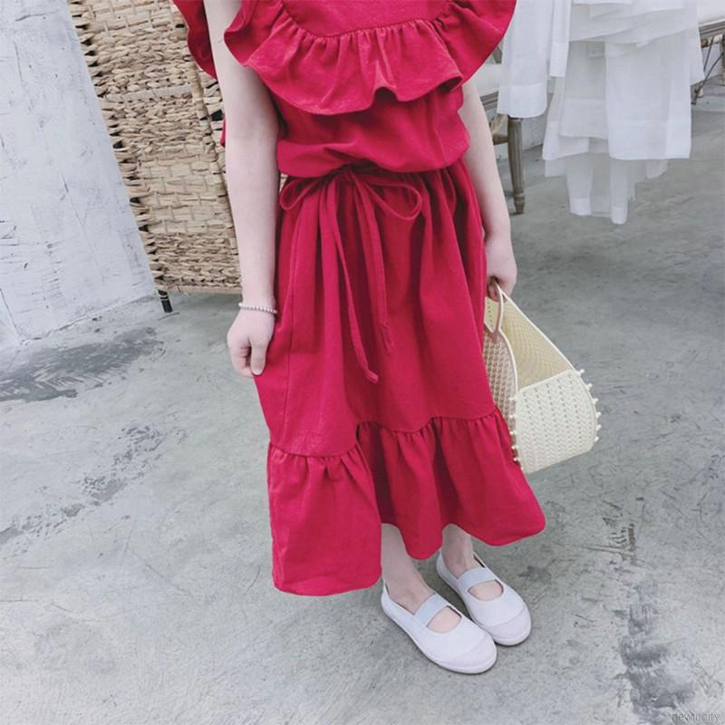 Đầm cotton sát nách màu trơn dễ thương cho bé gái