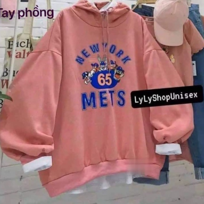 Áo HODIE TAY BỒNG 3d METS chất nỉ form rộng