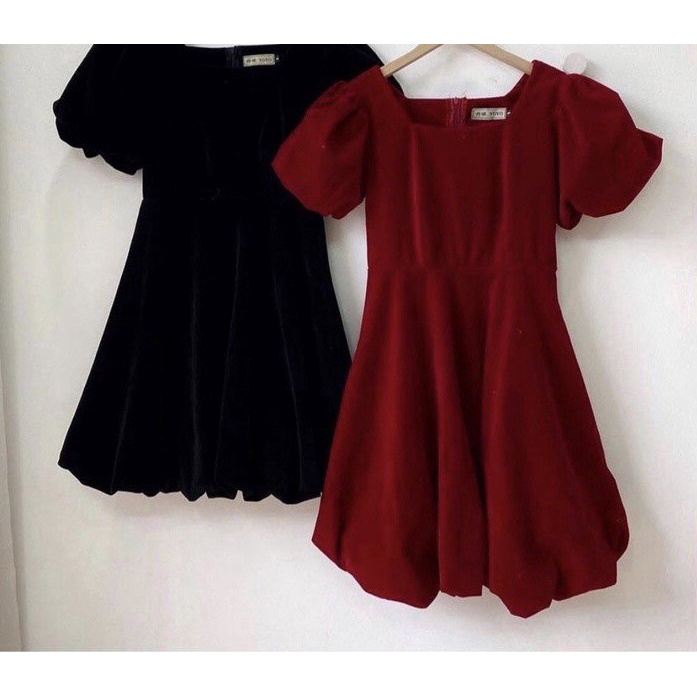 Váy Nhung Tay Phồng Diện Tết Siêu Yêu ❤️❤️[RẺ VÔ ĐỊCH]❤️❤️ Siêu Sexy, Chất Siêu Đẹp | BigBuy360 - bigbuy360.vn