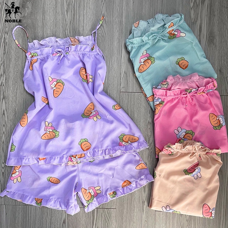 [Freeship] Set đồ bộ nữ đùi ngắn 2 dây mặc nhà họa tiết dễ thương mẫu mới chất vải tốt thời trang NOBLE TP071
