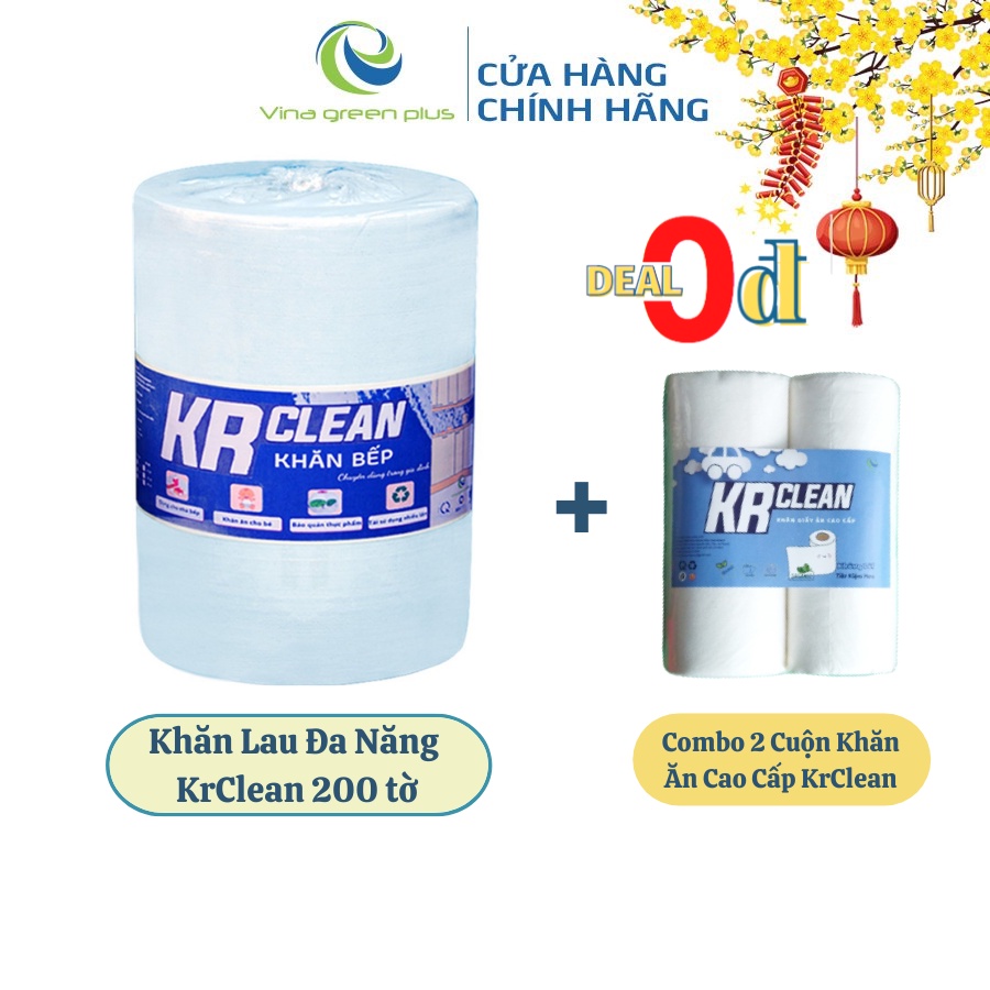 Combo Khăn Giấy Lau Đa Năng 1 Cuộn 200 Tờ, Lau Bếp, Lau Tay, Lau Bát Đũa Màu Trắng + 1 túi 2 cuộn khăn giấy ăn Usa