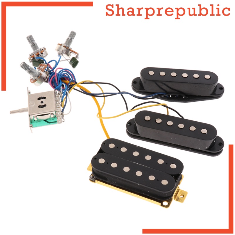 [SHARPREPUBLIC] Prewired 6 String Guitar Single Coil Pickup Humbucker Pickup Harness White