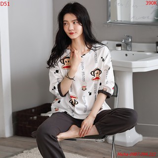 Bộ mặc nhà nữ Paul Frank áo trắng quần xám chun gấu - Micha D51
