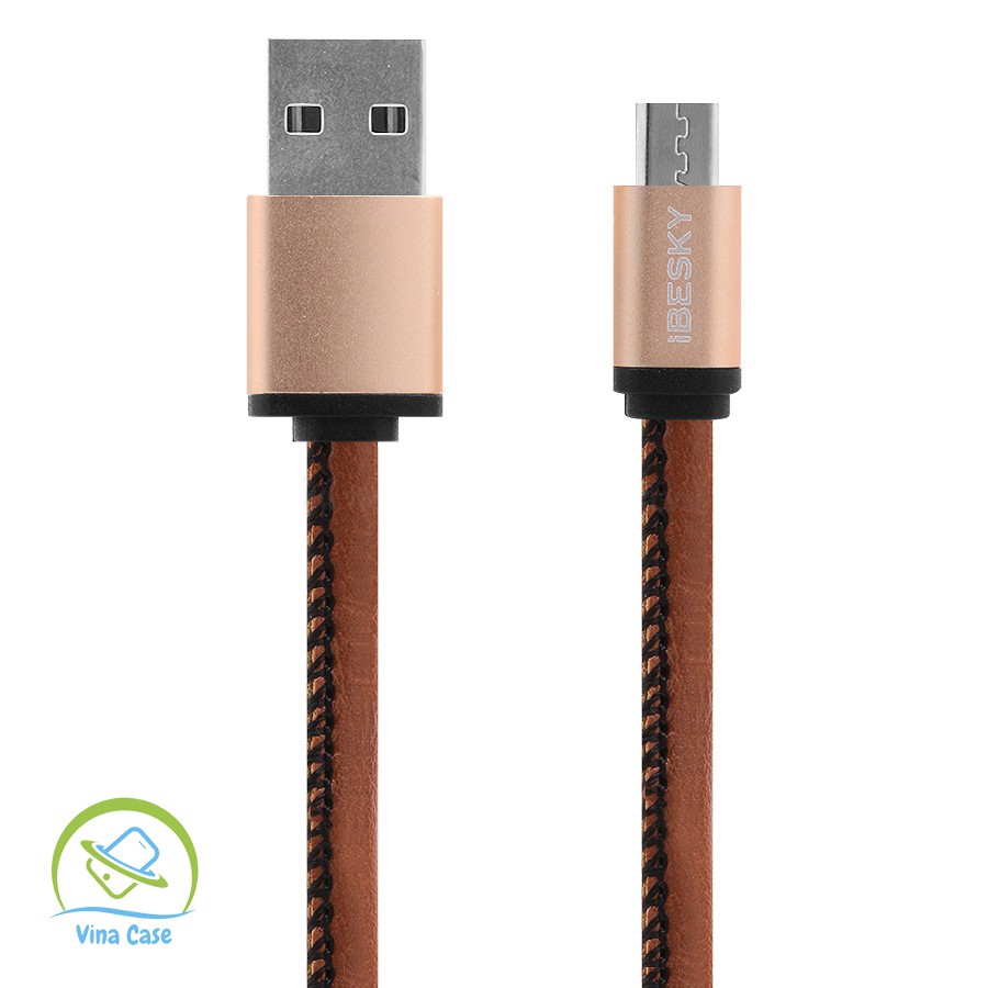 Dây cáp sạc cho Micro USB iBesky 1m B1385 - Nâu