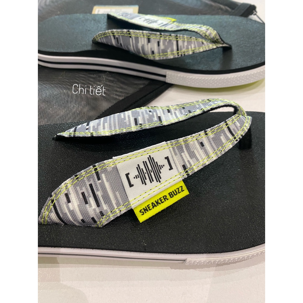 Dép Sneaker Buzz đen quai họa tiết xỏ ngón chính hãng-1SB0002
