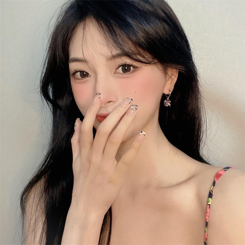Khuyên Tai Hình Trái Tim Đính Đá zircon Hồng Thời Trang Harajuku Ngọt Ngào Cá Tính Dành Cho Bạn Nữ