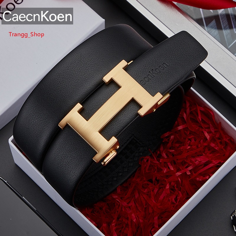 Thắt lưng da nam cao cấp Caecn Koen - dây nịt nam da bò thật-Full hộp đựng cao cấp