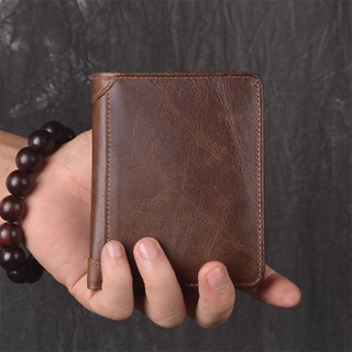 Ví nam Da Bò Tự Nhiên 100% Manzo VD51 ( Ví đứng nhỏ gọn- Tặng móc khóa da bò thật )