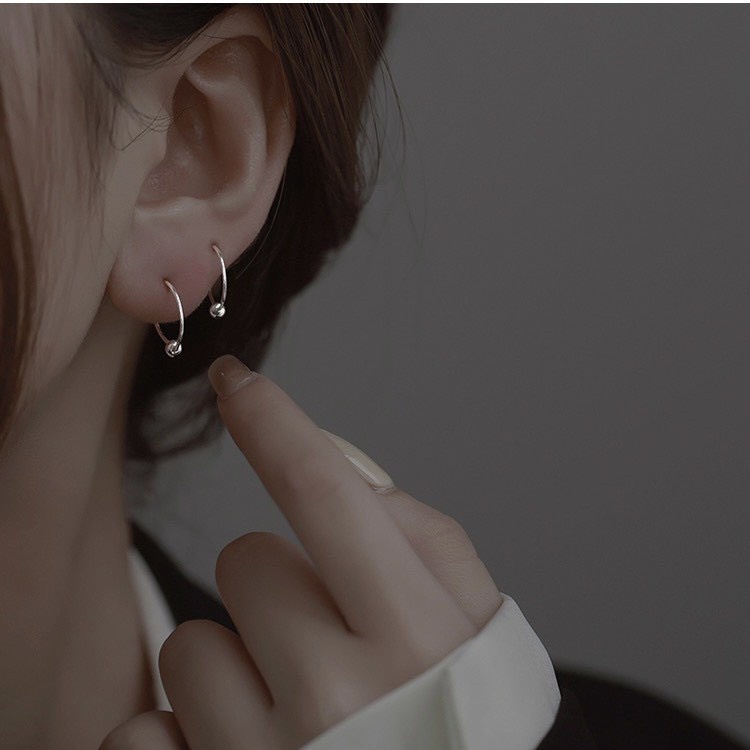 Bông tai bi trơn cho mẹ và bé, Chất liệu bạc ta siêu đẹp, Khuyên tai trơn cho bé gái Minh Hằng Jewelry