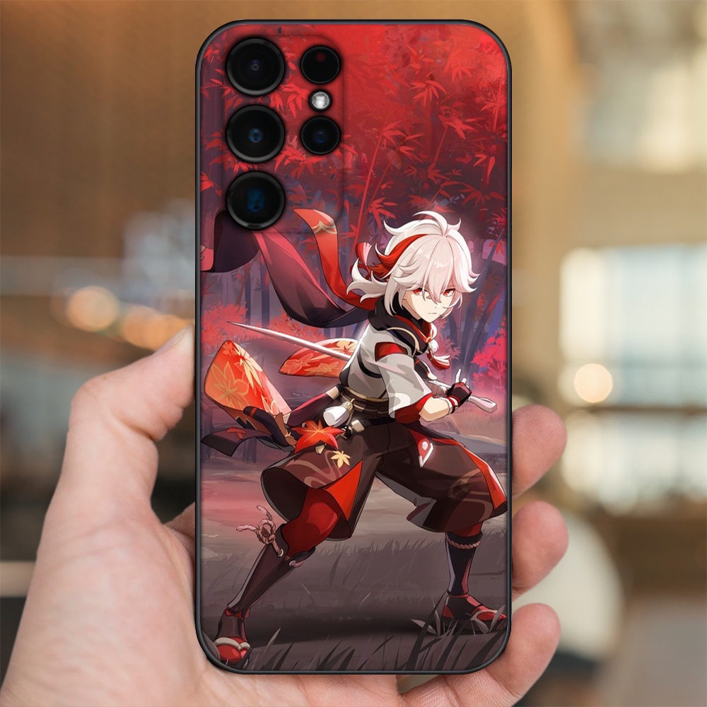 Ốp lưng Samsung S21 Ultra, S22 Ultra viền đen in hình Kazuha Genshin Impact