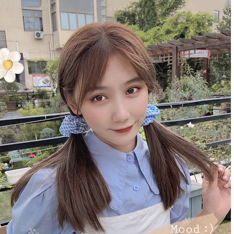 Dây Cột Tóc Họa Tiết Caro Dễ Thương Thời Trang Cho Nữ