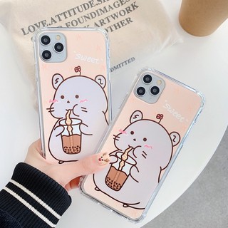 Ốp bé chuột uống trà sữa cute xỉu