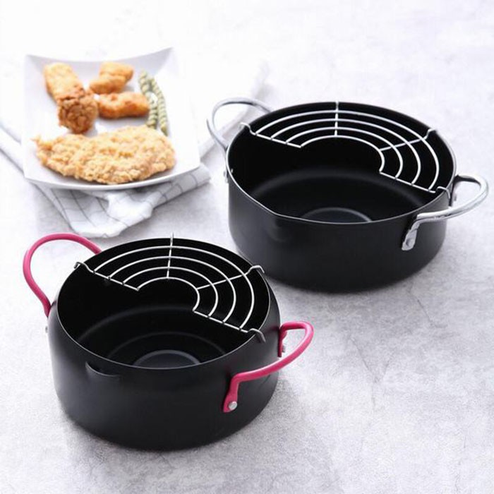 NỒI CHIÊN NGẬP DẦU NỒI CHẢO SÂU LÒNG 18CM KÈM VỈ GÁC NỒI