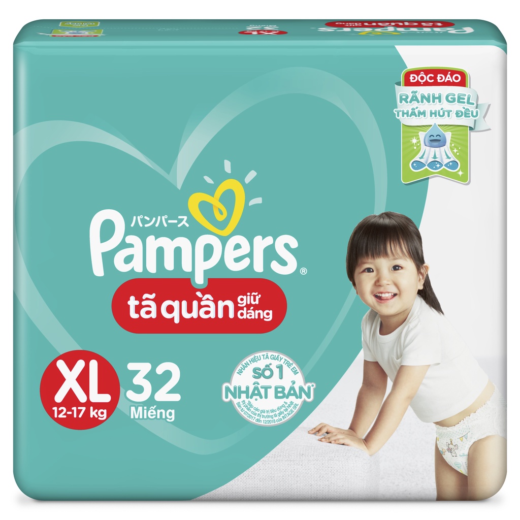 Tã/Bỉm quần Pampers Giữ Dáng Mới Gói Lớn S52/M40/L36/XL32/XXL28