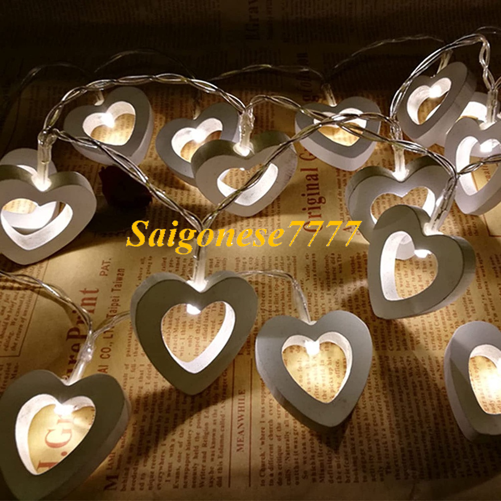 Dây Đèn Led Xài Pin AA/USB Bóng Đèn Trái Tim Trang Trí Tiệc Cưới String Light Decorative Light Valentine