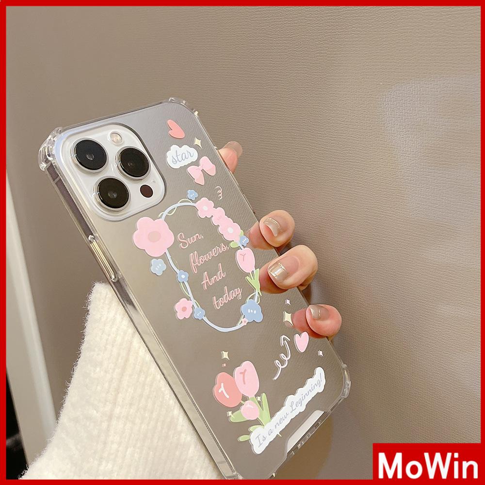 Ốp điện thoại acrylic tráng gương HD chống sốc in hoa tulip thích hợp cho iPhone 11 12 13 PMax 7 Plus Xr