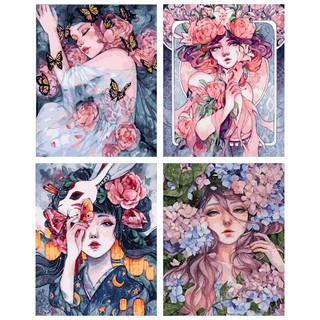 CÓ KHUNG - Tranh sơn dầu số hóa tự tô mẫu thiếu nữ