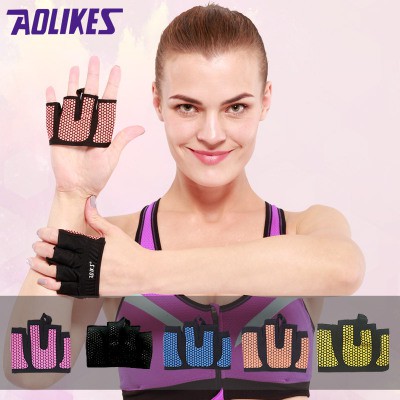 Đổ sỉ - AOLIKES AL 111 (1 đôi) Găng tay xỏ ngón silicone 4 ngón, bao tay tập gym chính hãng