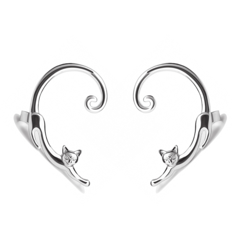 Bông Tai Đeo Vành Tai Không Xỏ Hình Mèo Dành Cho Nữ