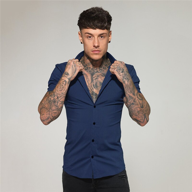 Áo Sơ Mi Cổ Bẻ Ngắn Tay Thời Trang Mùa Hè 2021 Dành Cho Nam