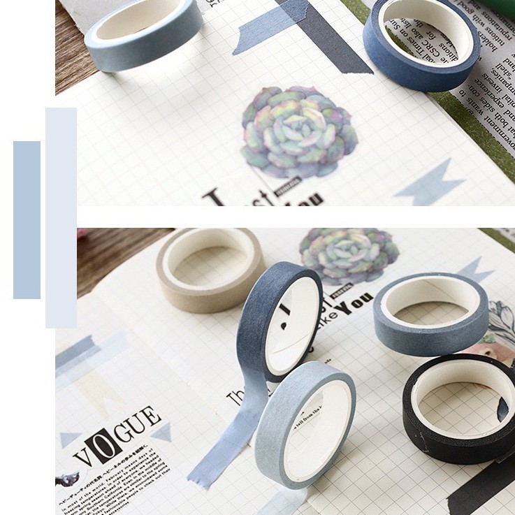 Set 5 cuộn băng dính giấy washi trang trí sổ tay lịch bàn ST08