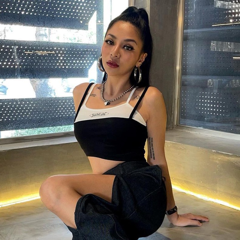 Áo Hai Dây In Chữ Thời Trang Cho Nữ