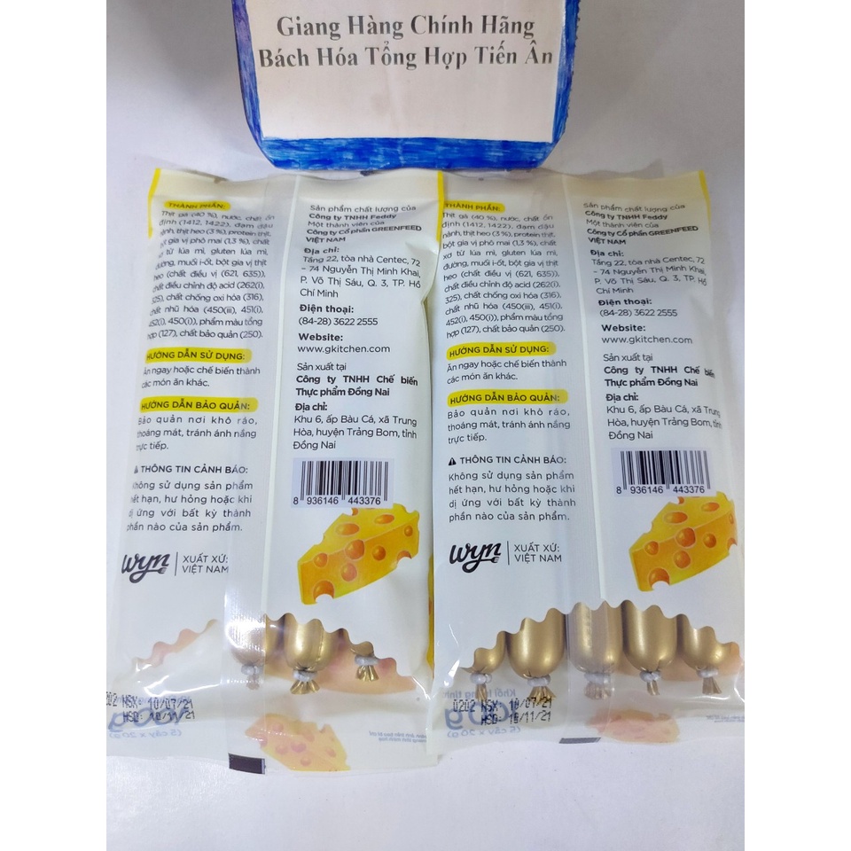 Combo 2 Bịch Xúc Xích Vị Phô Mai , BBQ WYN 2 x 100 g