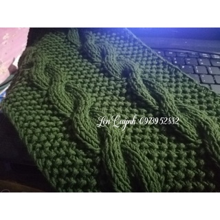 Khăn len handmade kiểu đan vặn thừng hạt gạo