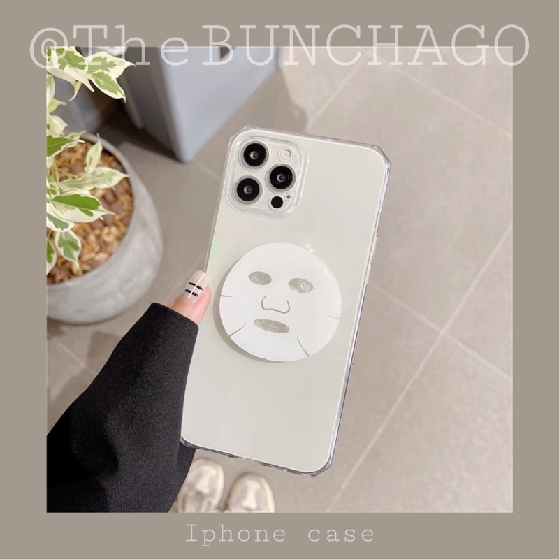 Ốp lưng iphone trong suốt kèm popsocket hình mặt nạ.( ảnh thật ở cuối ạ )