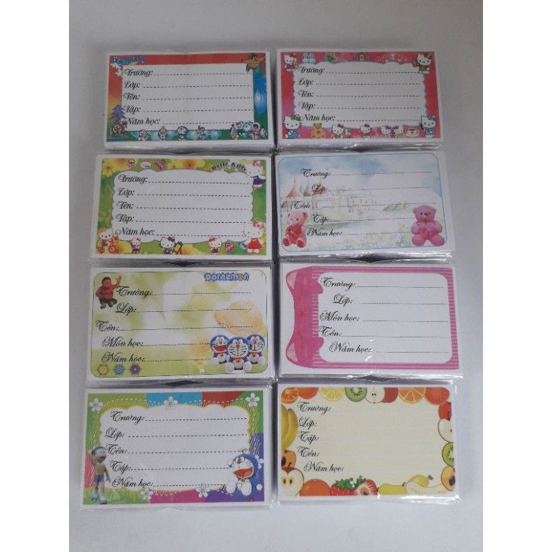 Nhãn vở hồng hà cho học sinh decal 100 tấm
