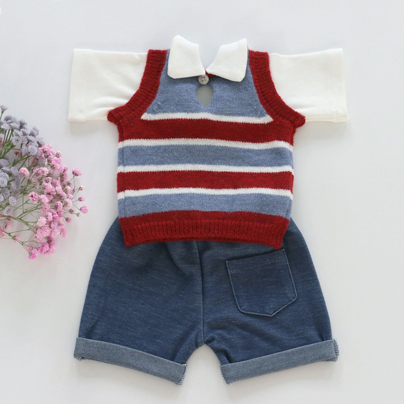 Set Đồ 2 Món Gồm Áo Sát Nách Dệt Kim Và Quần Ngắn Cho Bé Sơ Sinh