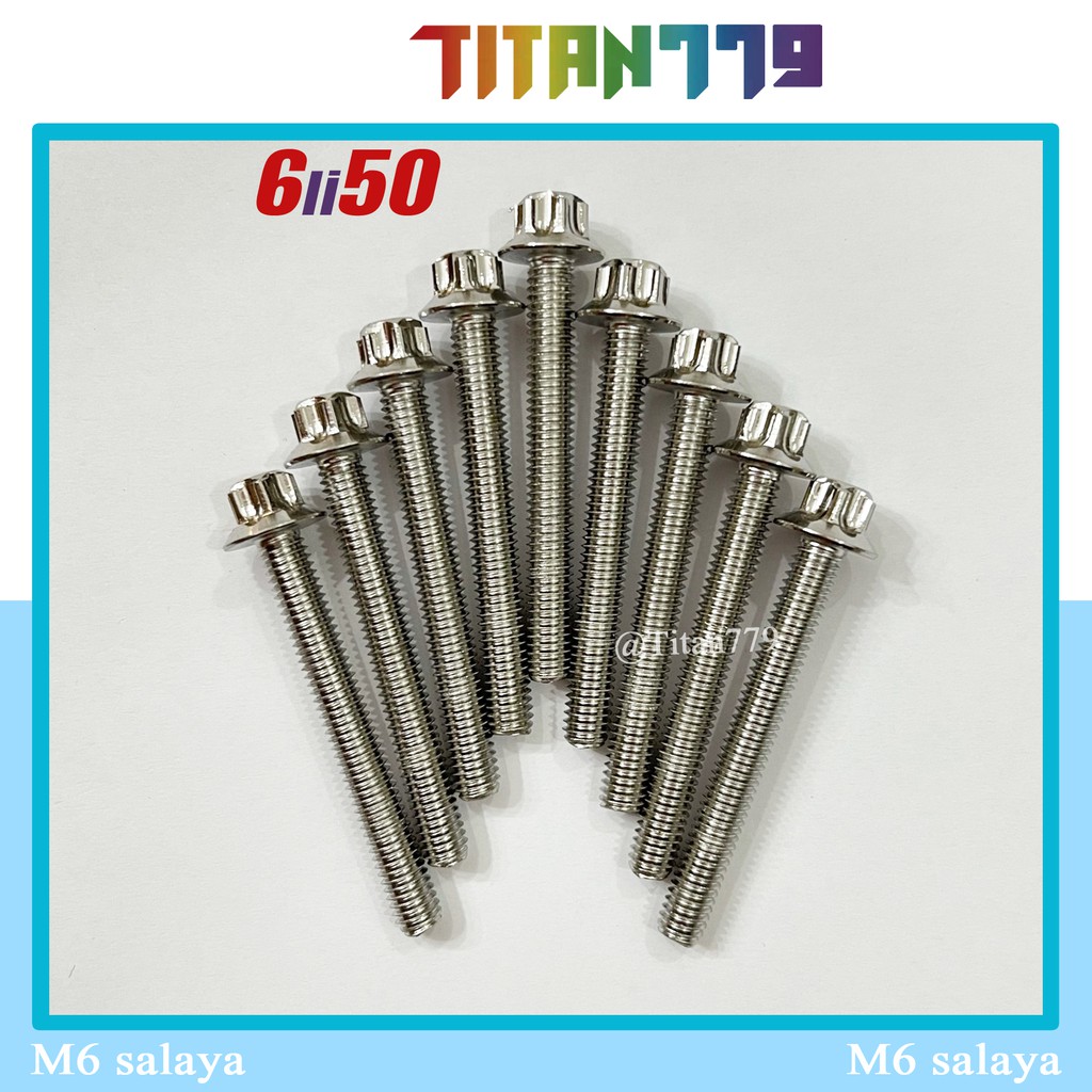 (202) Ốc 6li10 6li15 6li20 6li25 6li30 6li35 6li40 6li50 6li65 6li70 6li80 6li90 Salaya Inox 304 bắt lốc máy các dòng xe