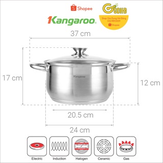 Nồi Inox Kangaroo KG878S,M,L 16cm,20cm,24cm Hàng chính hãng