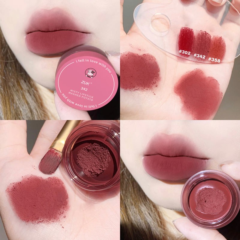 Jelly pigment lip mud mousse lip powder non-stick cup non-fading lip glaze student party filling lipstick